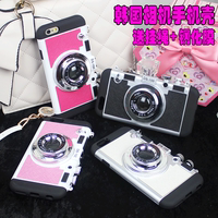 韩国正品iPhone6手机壳6S硅胶套苹果plus创意软壳照相机带挂绳脖