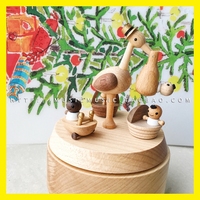 jeancard台湾八音盒送子鸟木质音乐盒创意满月周岁婴儿诞生礼物