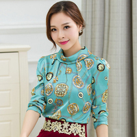 2015通勤常规冬季新款韩版大码衫时尚印花长袖衬衫职业潮流上衣
