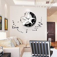 个性创意装饰钟表 简约现代客厅挂钟儿童艺术时钟木质挂表石英钟