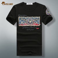 OHSARE2015夏季男士圆领短袖T恤衫韩版修身印花青年莫代尔半袖衫