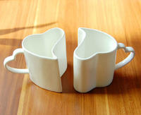 包邮 唐山骨质瓷杯子 心型情侣杯 咖啡杯 办公杯陶瓷水杯送咖啡勺