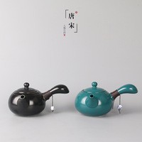 新款直销钧窑侧把色彩茶壶陶瓷功夫创意茶具七彩青瓷个性多色