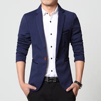 2015春秋季时尚新款男士西服修身型韩版蓝色小西装休闲英伦外套潮
