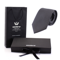 桑蚕丝男士商务正装黑白细格子领带礼品结婚新郎8cm领带高级礼盒