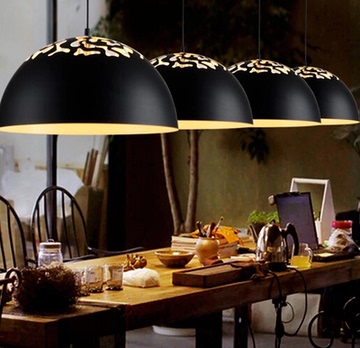 现代简约欧式餐厅客厅灯饰美式镂空雕花铁艺卧室吊灯