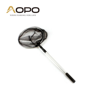 AOPO 抄网不锈钢抄网杆3节可定位伸缩抄网杆铝合金抄网 渔具包邮