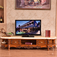 欧式大理石电视柜组合现代小户型方形茶几圆角电视柜客厅实木家具