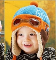 婴儿帽子秋冬1-2岁飞行员眼镜帽2015冬季宝宝3-6个月儿童男女童帽