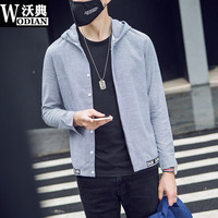 沃典2016青少年长袖衬衫男时尚潮流男士衬衣学生韩版修身连帽小衫