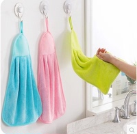 可挂式厨房卫生间纯色超强吸水速干擦手巾 珊瑚绒擦手布 擦拭毛巾