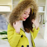 2014冬季新款 女装韩版大毛领外套女款中长款加厚 羽绒服女