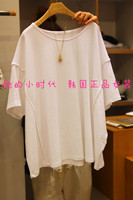 韩国东大门代购2015夏装新款女韩版宽松纯棉短袖白色T恤打底衫潮