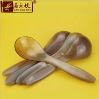 纯色透明精品条梗西藏牦牛角手工长柄小勺子养生保健环保餐具用品
