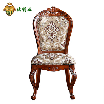 法利亚 美式胡桃木餐椅 高档仿古做旧实木雕花餐椅 胡桃木系类