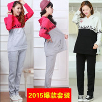韩版孕妇套装2015冬装新款孕妇装上衣长袖加绒加厚哺乳套装两件套