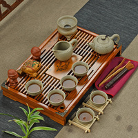 茶具套装特价促销 粗陶茶具 陶瓷功夫茶具 整套茶杯 实木茶盘包邮
