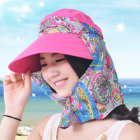 多用帽子 夏天遮阳帽大沿防晒女骑车遮脸折叠空顶户外太阳沙滩帽