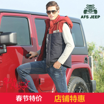 AFS jeep纯棉马甲男夹棉背心战地吉普青年男装户外冬季厚坎背外套