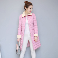 冬装棉衣2016新款羊羔毛领韩版修身羽绒棉服女中长款加厚外套长款