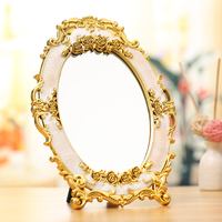欧式镜子台式 化妆镜折叠便携镜梳妆镜大号结婚公主相框台镜包邮