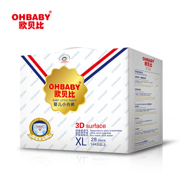 欧贝比（OHBABY）婴儿小内裤透气尿不湿拉拉裤加大号XL码28片/盒