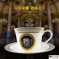 VERSACE出口骨瓷咖啡杯 高档陶瓷咖啡杯配碟 欧式咖啡具手描金边