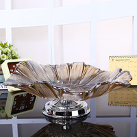 新古典高端大气简约后现代水晶玻璃果盘奢华客厅茶几装饰器皿G414
