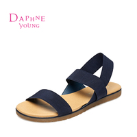 Daphne/达芙妮2015新款女鞋 罗马风平底休闲防滑布凉鞋1515303020