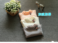 韩善都都2015冬韩国风女宝宝甜美木耳领加绒打底衫1-3岁长袖T恤