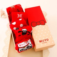 礼盒装 圣诞节礼品圣诞袜生日礼物送人雪人本命年红中筒女袜子