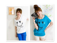 2015年韩版春夏季新款可爱笑脸女装短袖T恤蝙蝠袖时尚热销款