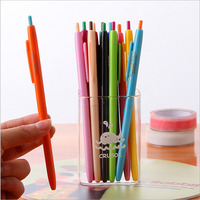 日韩国文具 可爱细笔杆 韩版彩色中性笔 按动式创意水笔