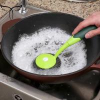 厨房用刷长柄锅刷不粘油洗锅碗刷带柄钢丝球强力去污清洁球特价