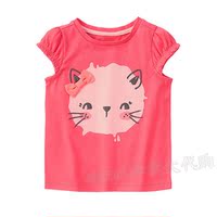5T现货 GYMBOREE/金宝贝美国童装 新款莓红色小猫T恤 140137001