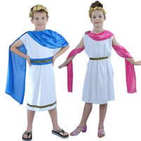 儿童万圣节化妆舞会儿童雅典娜战神男/女童希腊公主王子表演服装