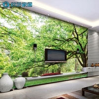 田园欧式树林风景定制大型壁画客厅沙发电视背景墙纸