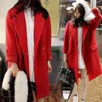 2015韩版韩国代购款显瘦大码宽松中长款女呢子大衣加厚外套大衣