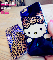 萌猫豹纹iphone6plus5.5s苹果6手机壳 6S镭射软tpu全包软胶手机套