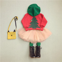 2015花样衣家冬装女童韩国品牌兔绒纯棉圣诞树针织保暖毛衣套头衫