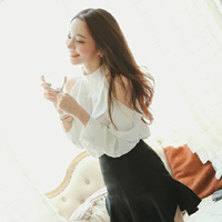 2016新款韩版立领露肩雪纺衫夏季女装纯白色上衣漏肩长袖衬衫t恤