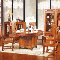 现代简约纯实木圆餐桌 中式整装圆形红椿木饭桌 圆桌