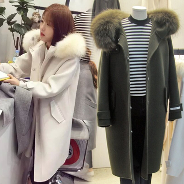 毛呢外套女2016秋冬装新款韩版宽松大码显瘦长款呢子大衣外套女
