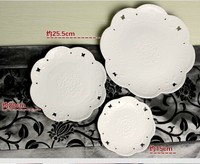 欧式陶瓷奶白色浮雕水果盘蛋糕盘圆盘餐具西餐寿司盘下午茶点心盘