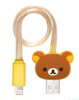 轻松小熊发光熊头数据线可爱卡通充电宝专用充电线正品保障包邮