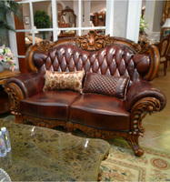 别墅头层牛皮沙发 欧式实木沙发 大户型古典家具 美式真皮沙发