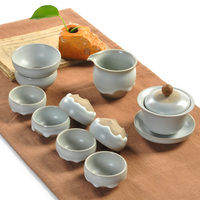 蕴生活 吾满汉白汝窑陶瓷茶具套装特价四合一 功夫茶具红茶盖碗