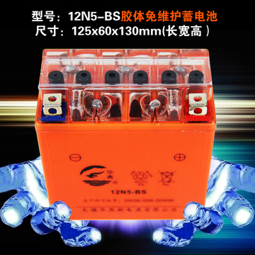 华燕12V5A 12N5-BS 胶体 免维护 蓄电池 电瓶 弯梁车天剑 摩托车