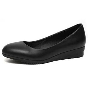 新款黑色加大码皮鞋坡跟低跟平跟厚底浅口女鞋工作鞋休闲上班鞋
