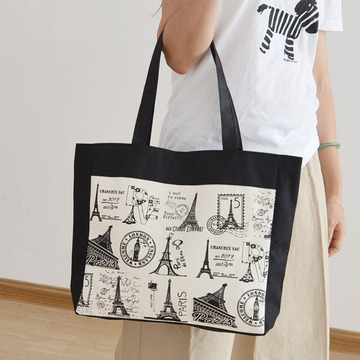 创意卡通印花单肩女帆布包购物袋女韩版潮手提书袋大学生小清新包